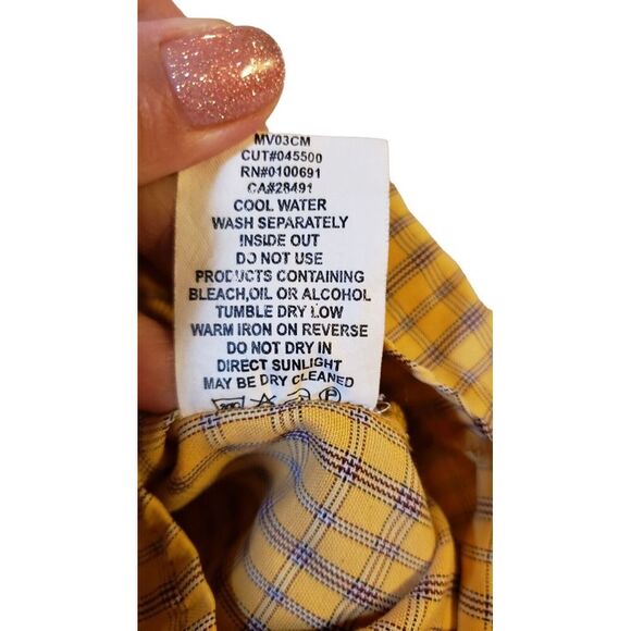 Hurley Shirt Mens XL Yellow Brown Plaid Button Up Casual Surf Surfer Skater - Picture 12 of 16